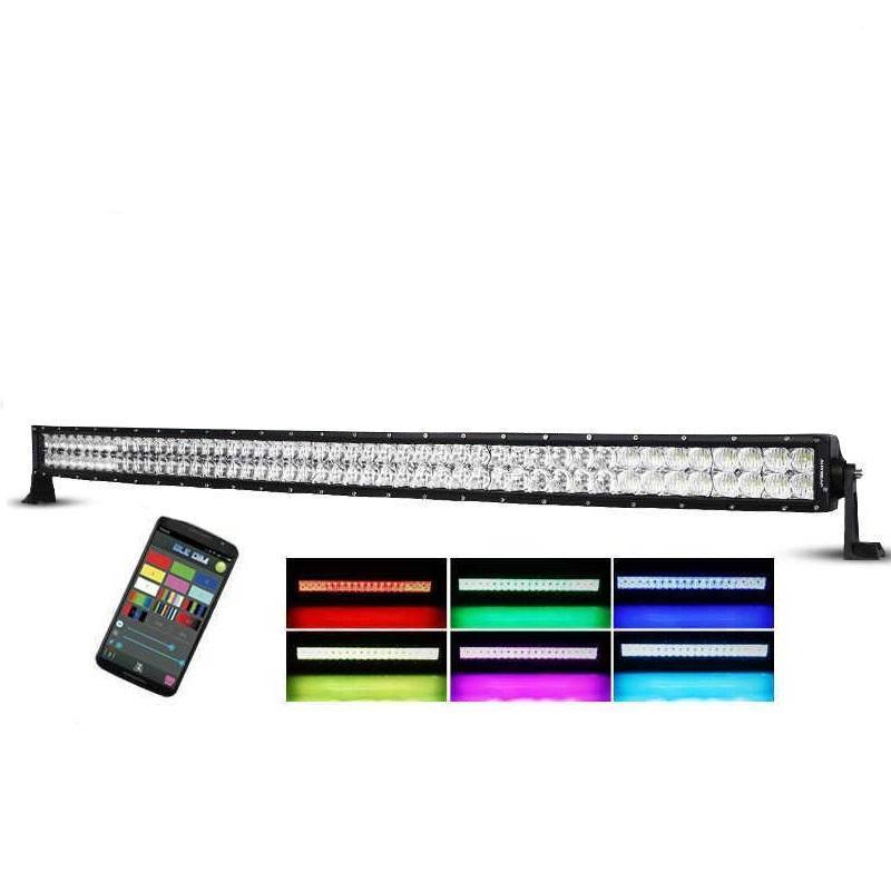 Auxbeam 52" Color Changing/RGB Combo Curved LED Light Bar 300w (5d Projector Lens) - Hellfire Offroad Lighting