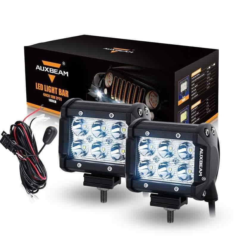 Auxbeam 4" 18w CREE Spot Beam Dual Row Off Road Led Work Light Bar (2pcs/Set) - Hellfire Offroad Lighting
