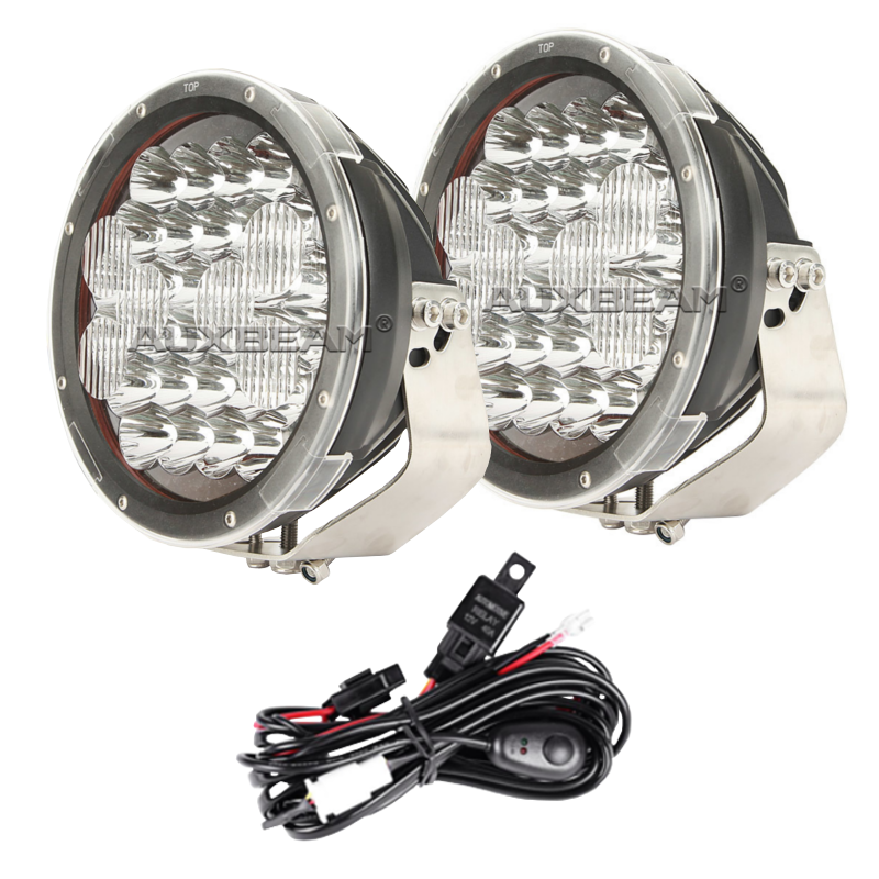 Auxbeam 9" 150w CREE Round Spot Beam Off Road LED Driving Light (Spot & Flood Mask) PAIR - Hellfire Offroad Lighting