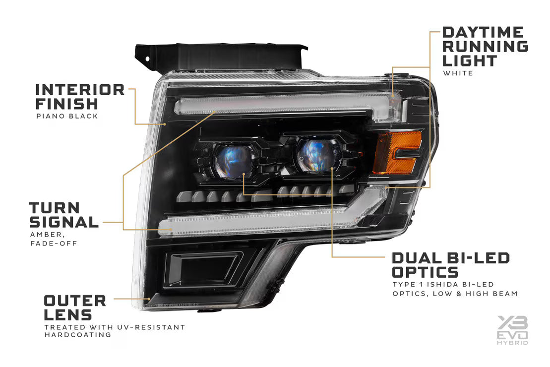 09-14 Ford F-150 XB Evo Hybrid LED Headlights - Hellfire Offroad