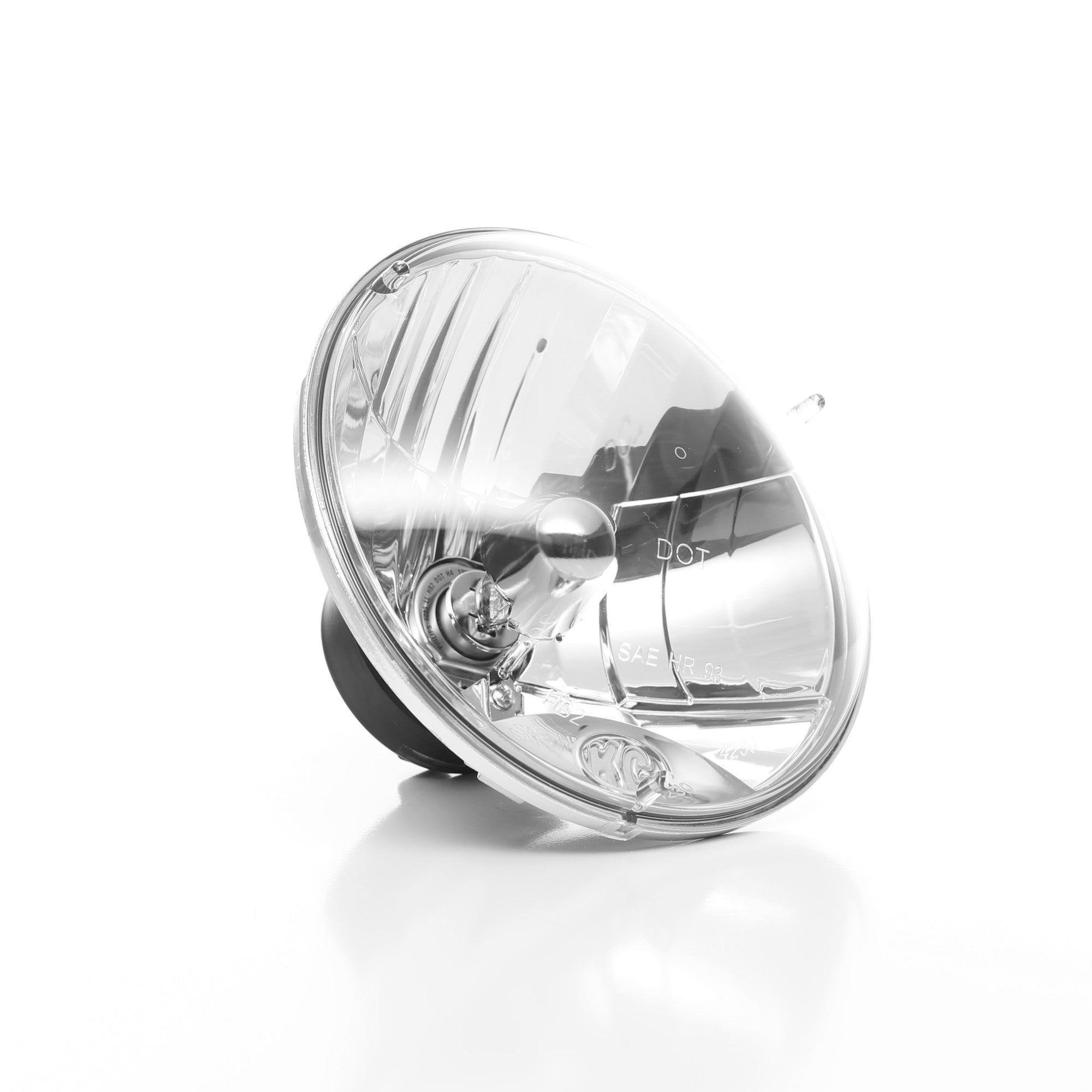 KC Hilites 7 in Headlight - H4 Halogen - Single Headlight - SAE/ECE - 55W/60W Driving Beam - Universal / 97-06 Jeep TJ