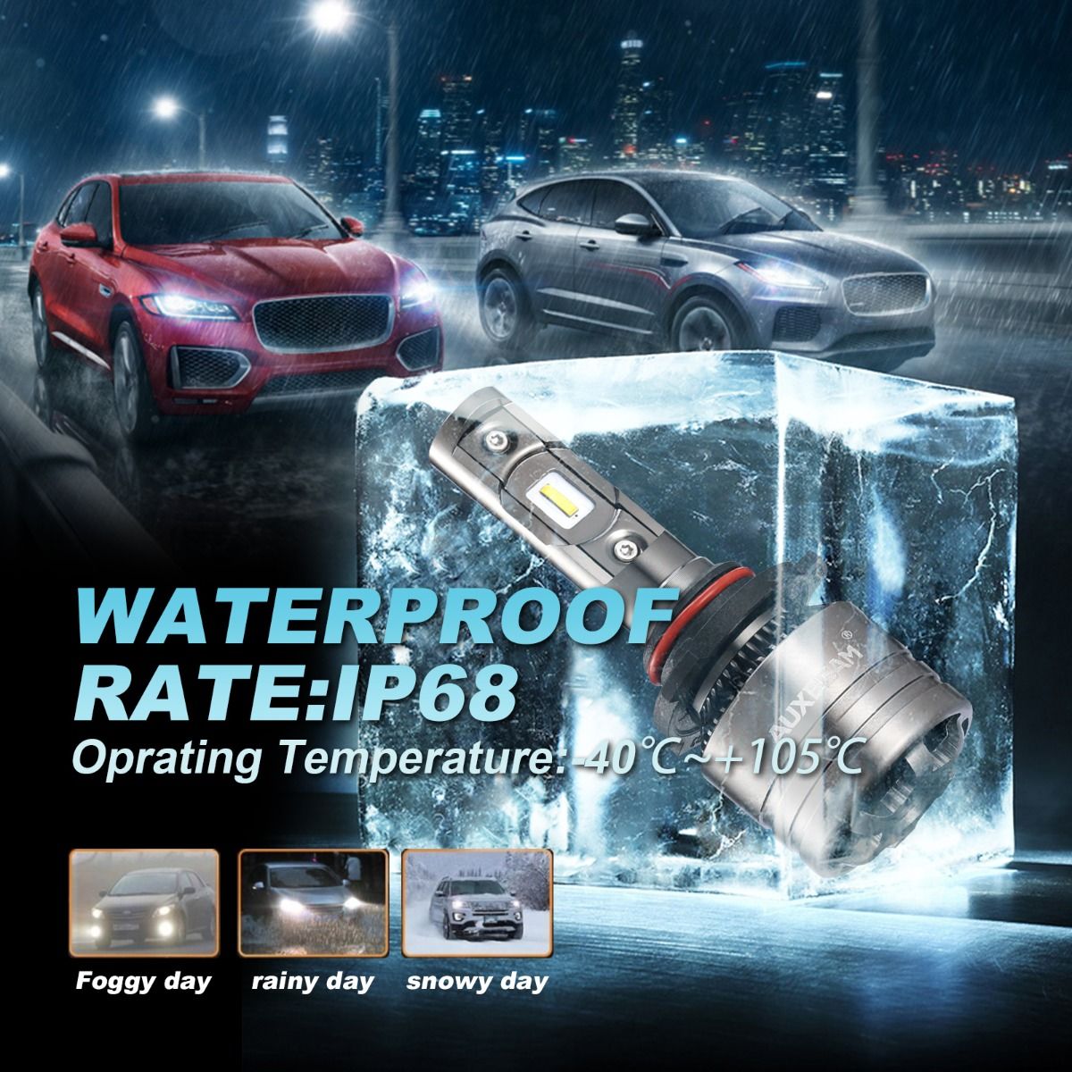 (4pcs/set) 9005+H11 T1 Series LED light Bulbs - 6500K 16000LM