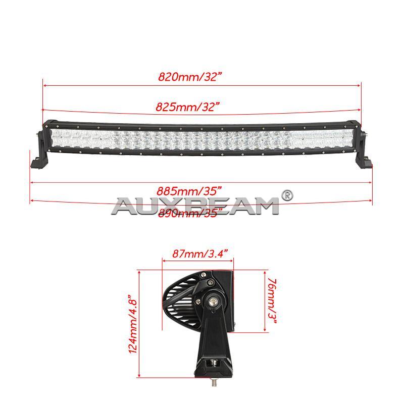Auxbeam 32" 180w CREE Curved Combo Beam LED Light Bar (5d Projector Lens) - Hellfire Offroad Lighting