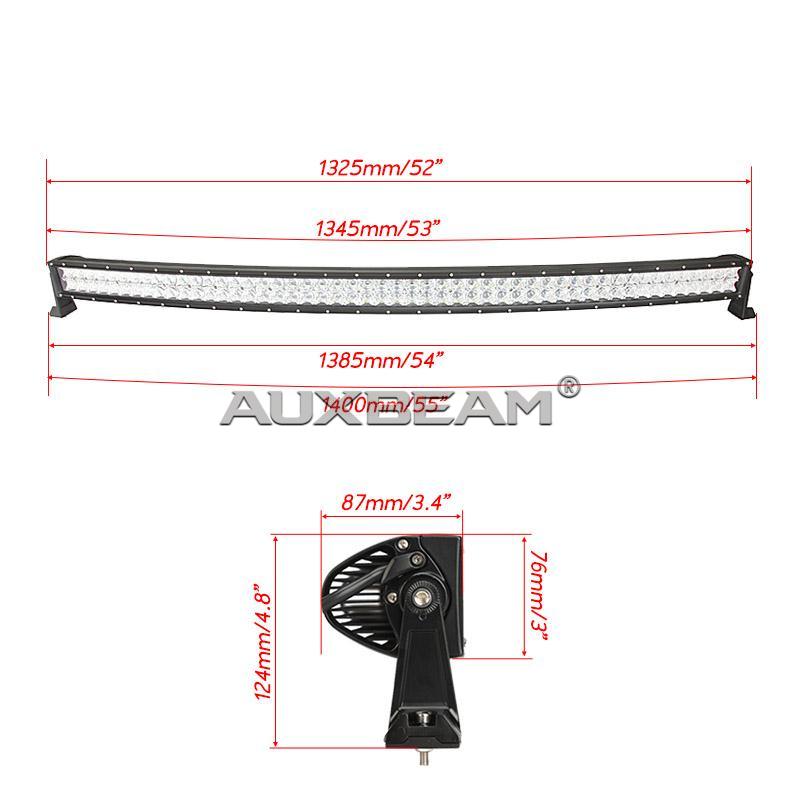 Auxbeam 52" 300w CREE Curved Combo LED Light Bar (5d Projector Lens) - Hellfire Offroad Lighting