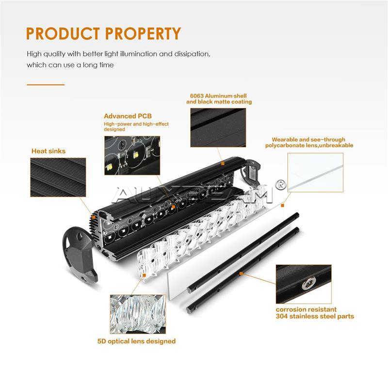 Auxbeam 52" Color Changing/RGB Combo Curved LED Light Bar 300w (5d Projector Lens) - Hellfire Offroad Lighting