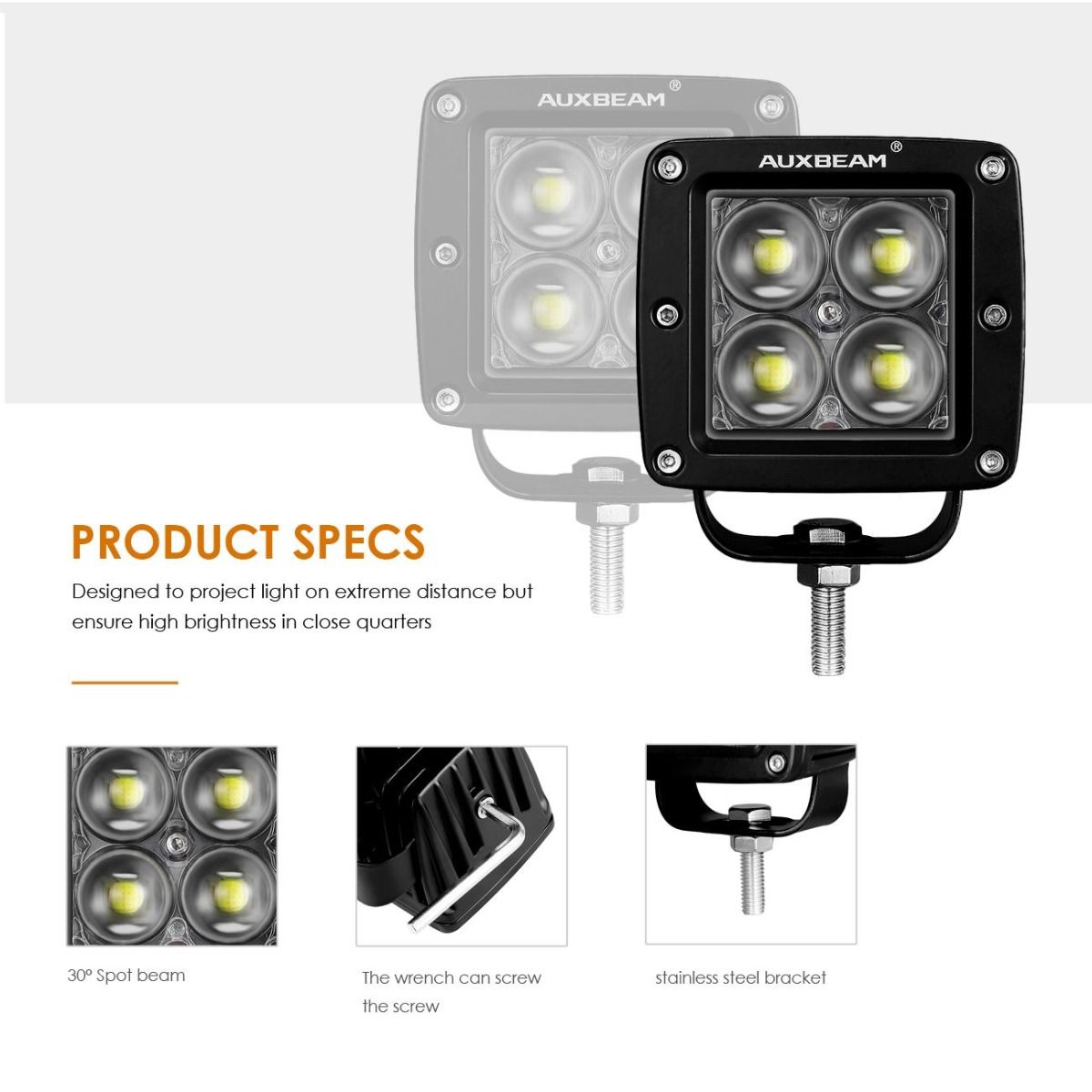 (2pcs/set) 3 Inch 20W 4D Hyperspot LED Pod Lights