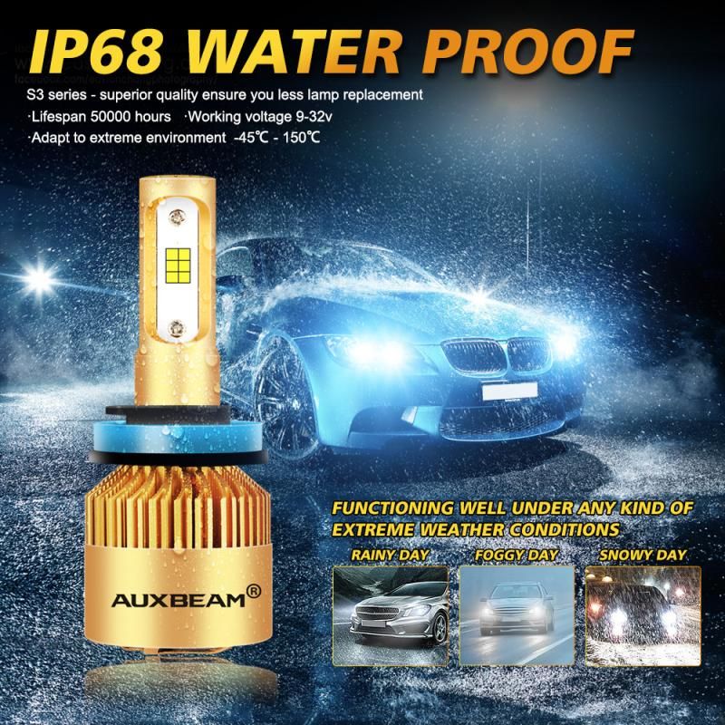 H11/H9/H8 S3 Series LED light Bulbs - 6500K 8000LM