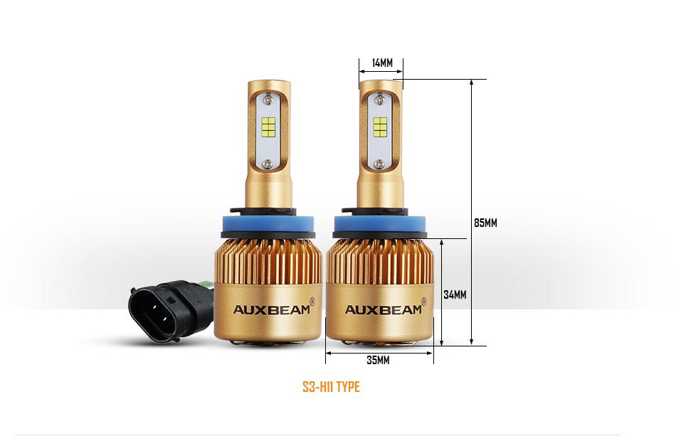 H11/H9/H8 S3 Series LED light Bulbs - 6500K 8000LM