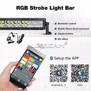 Auxbeam 22" Color Changing/RGB Combo Straight LED Light Bar 120w (5d Projector Lens) - Hellfire Offroad Lighting