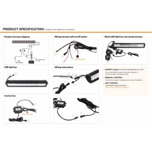 Auxbeam 22" Color Changing/RGB Combo Straight LED Light Bar 120w (5d Projector Lens) - Hellfire Offroad Lighting
