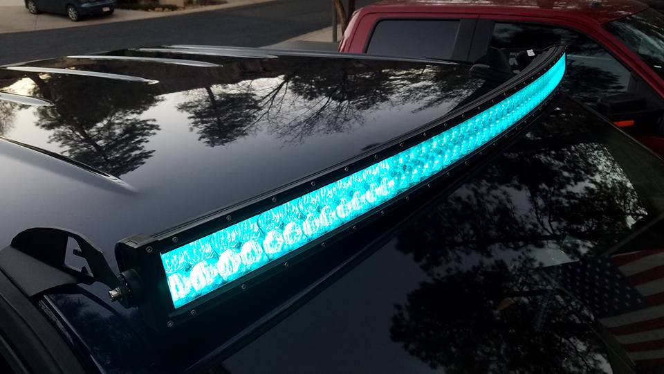 Auxbeam 52" Color Changing/RGB Combo Curved LED Light Bar 300w (5d Projector Lens) - Hellfire Offroad Lighting