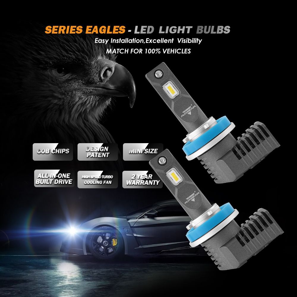 H11/H9/H8 Eagle Series LED light Bulbs - 5000LM / 6500K