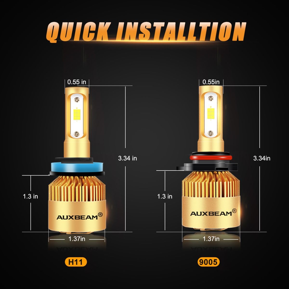 (4pcs/set) 9005+H11 S3 Series LED light Bulbs - 6500K 16000LM